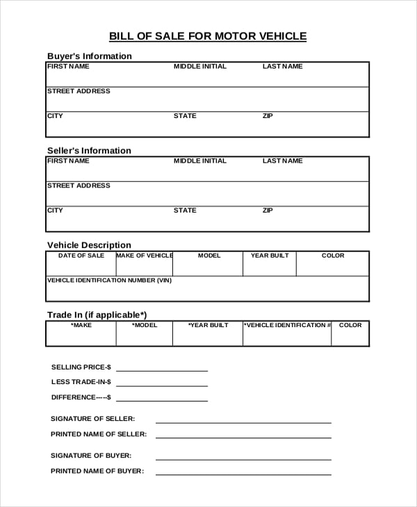 template bill of sale for used car ontario