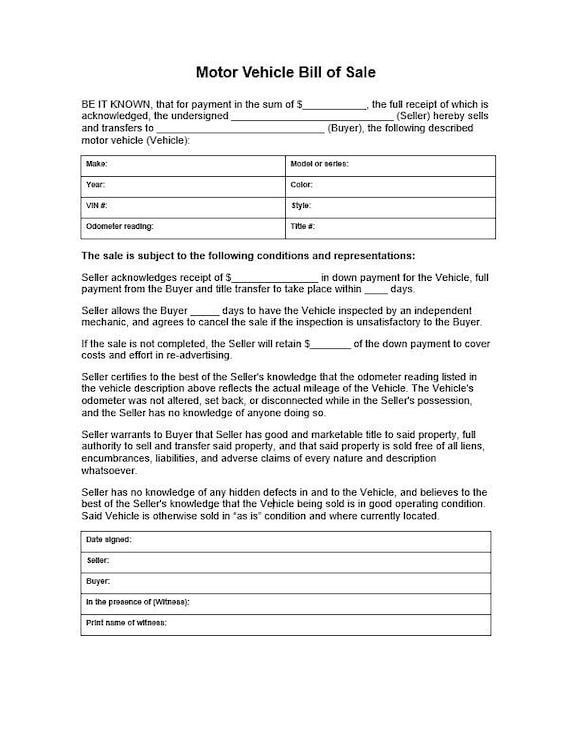 template bill of sale for used car ontario