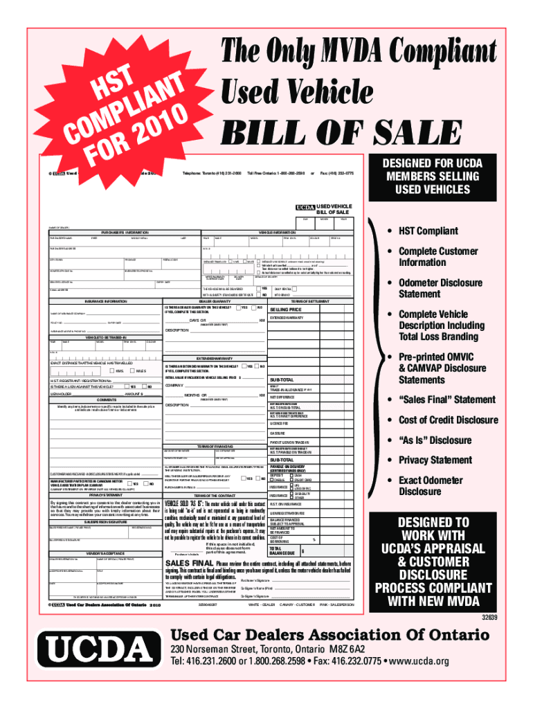 template bill of sale for used car ontario
