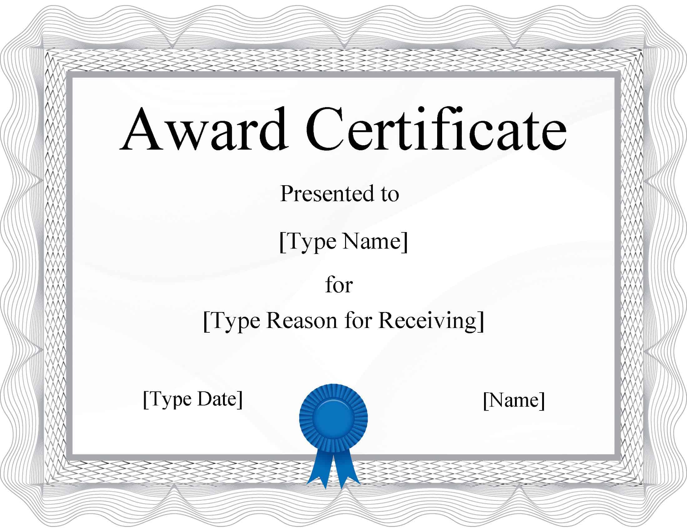 template for award certificate in microsoft word