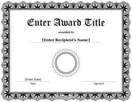 template for award certificate in microsoft word