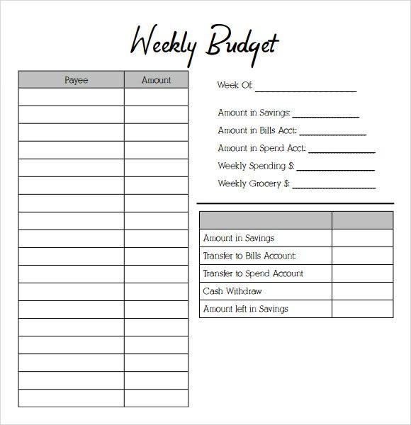 template weekly budget planner