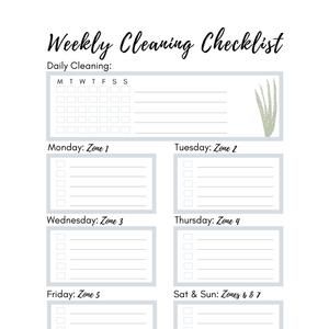 template weekly cleaning schedule