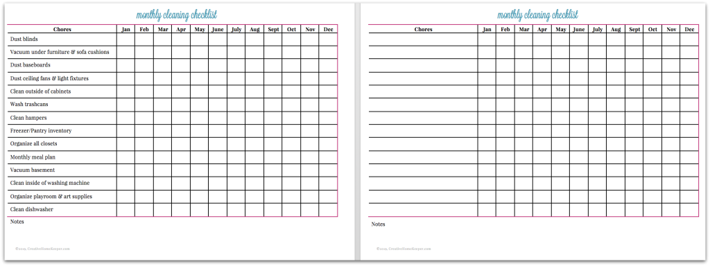 template weekly cleaning schedule