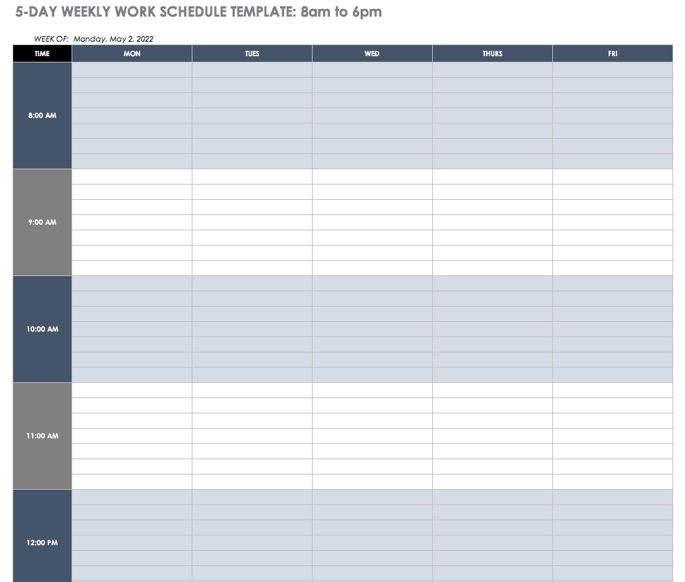 template weekly employee schedule