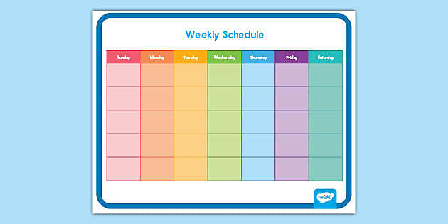 Editable Weekly Schedule | Timetable Template Resource