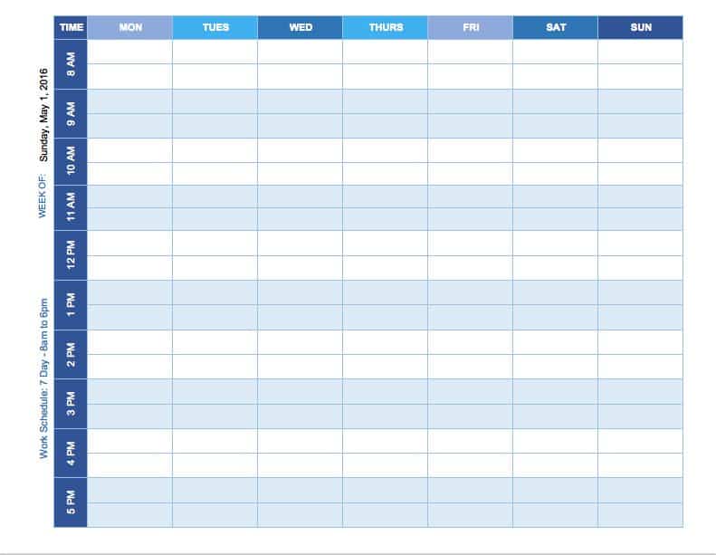 Free Weekly Schedule Templates For Excel - Smartsheet