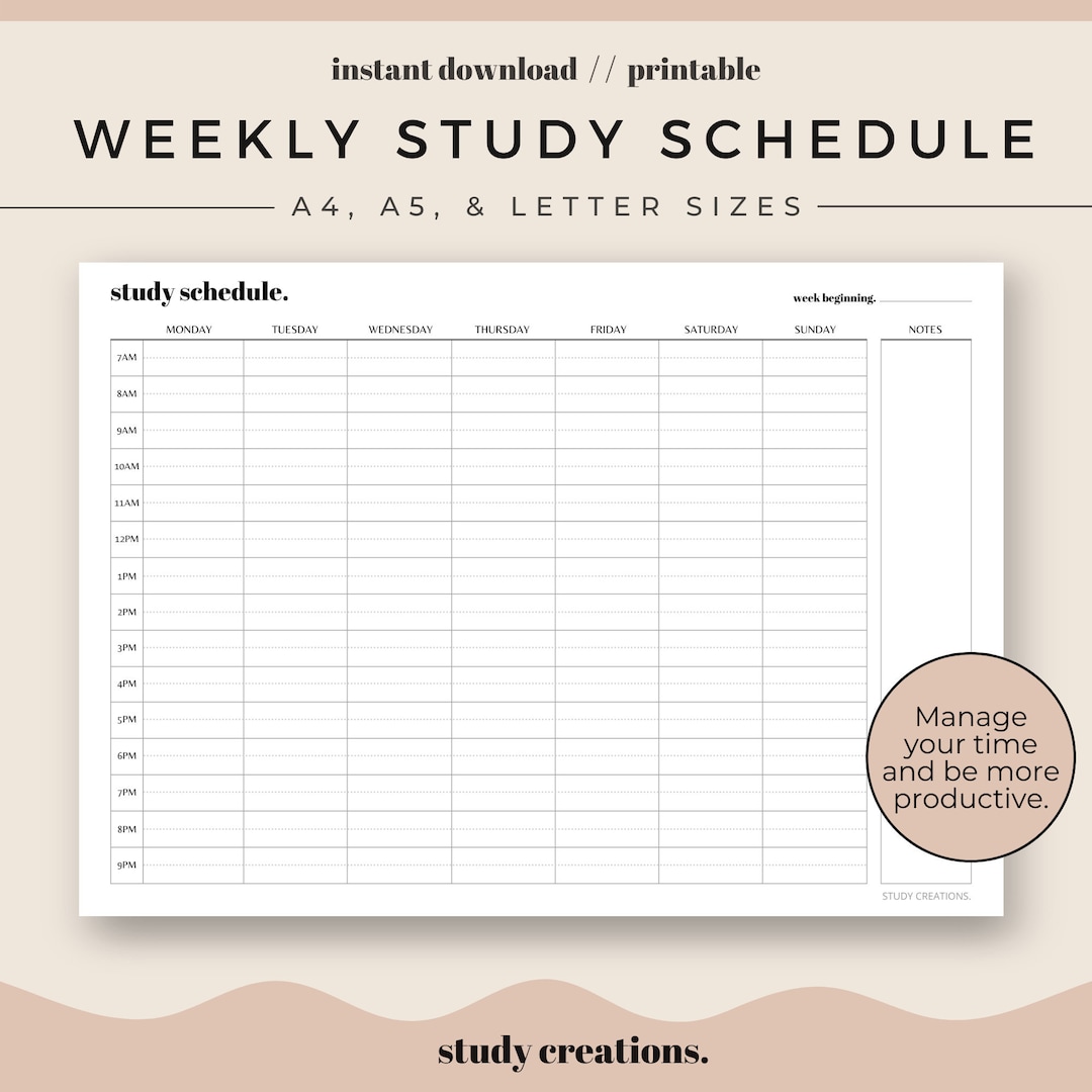 Weekly Study Schedule Printable Set Revision Timetable Weekly Timetable Weekly Study Schedule Printable Set Revision Timetable Weekly Timetable