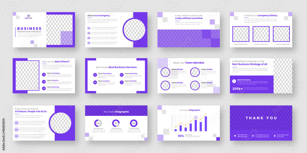 Business slide presentation templates design set. Use for keynote ...
