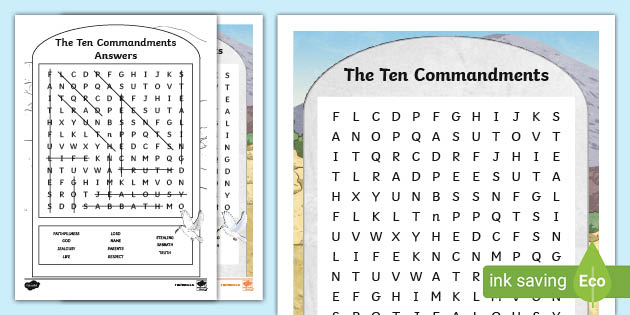 Ten Commandments Word Search Worksheet / Worksheet - Twinkl