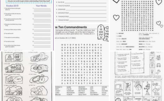 Ten Commandment - WorkSheet - SundaySchoolist