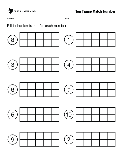 ten frame addition worksheet free