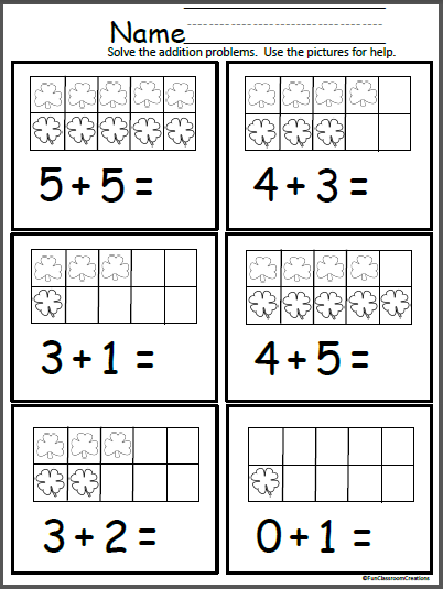 ten frame addition worksheet free