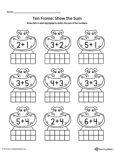 FREE* Ten Frame Addition Worksheet | MyTeachingStation.com
