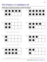 ten frame worksheet for kindergarten