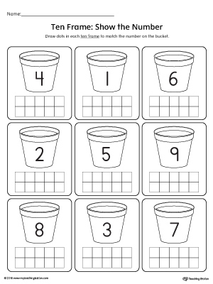 ten frame worksheet for