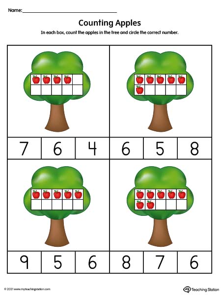 Ten Frame Worksheet 1-10 (Color) | MyTeachingStation.com