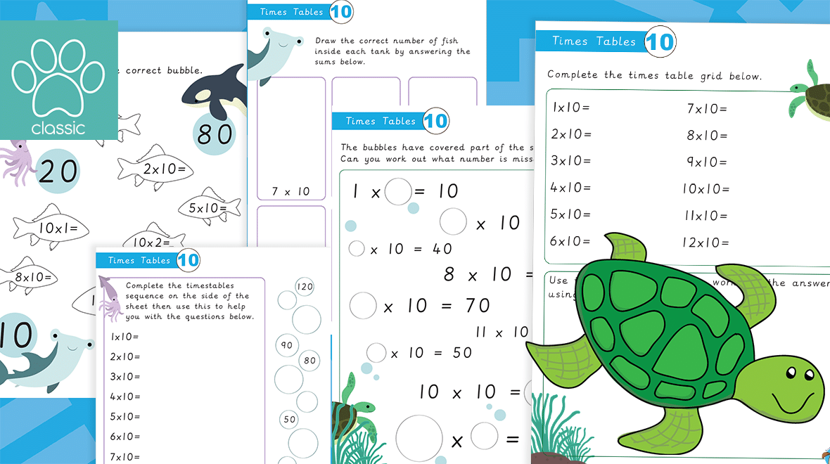 ten times tables worksheet