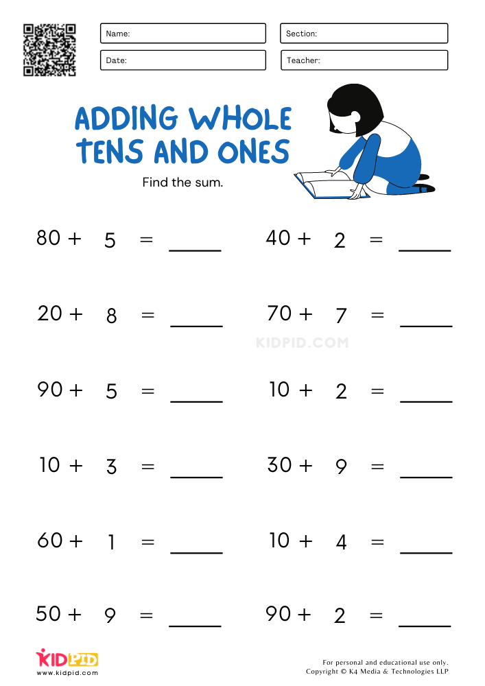 tens and ones addition worksheet