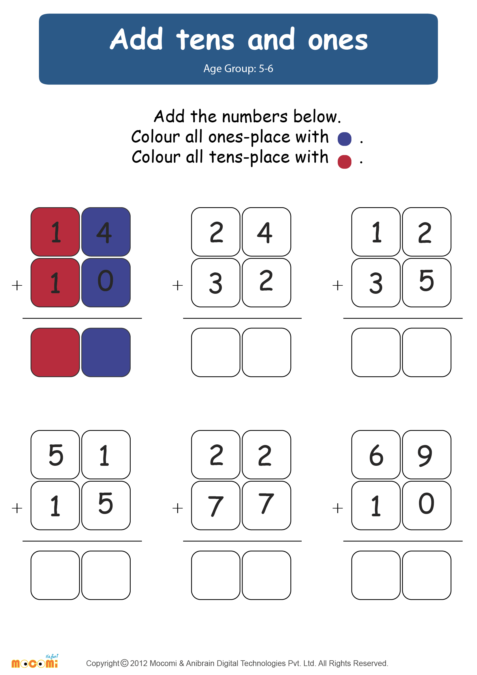 Tens And Ones Addition Worksheets Adding By Completing Whole Tens K5