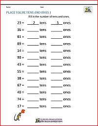 tens and ones first grade worksheet
