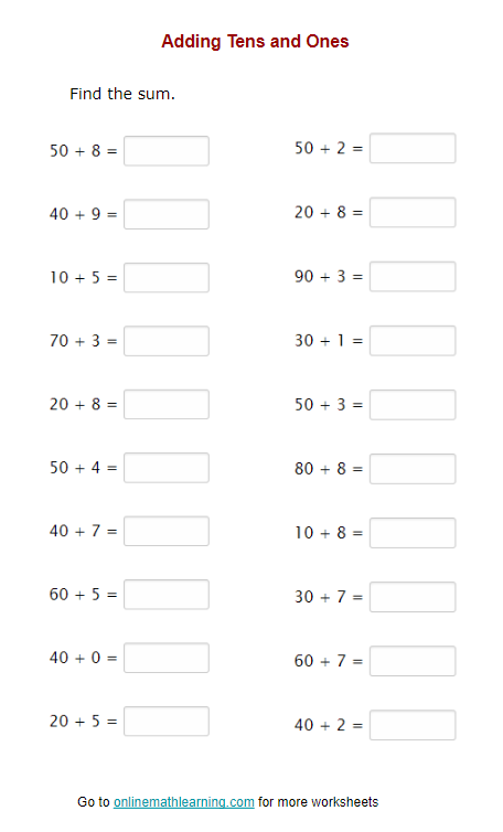 tens and ones worksheet 1st grade