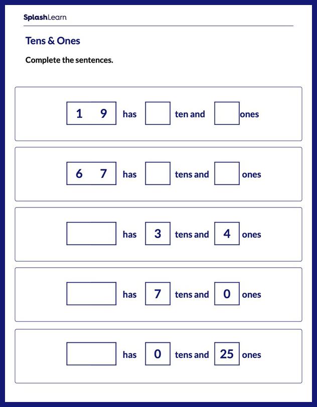 tens and ones worksheet first