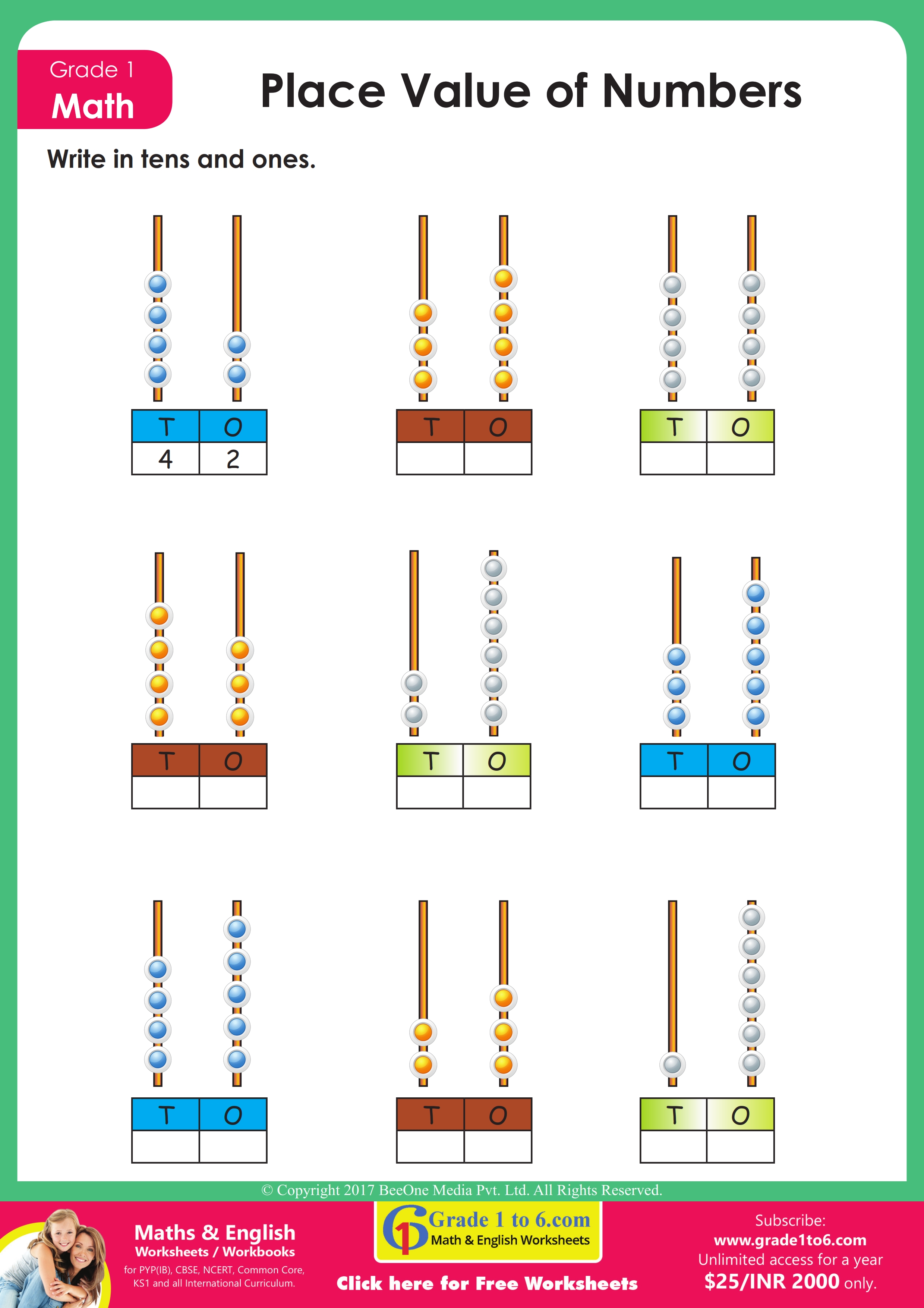 tens and ones worksheet for first grade