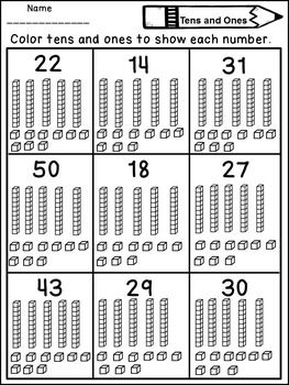 tens and ones worksheet for first grade