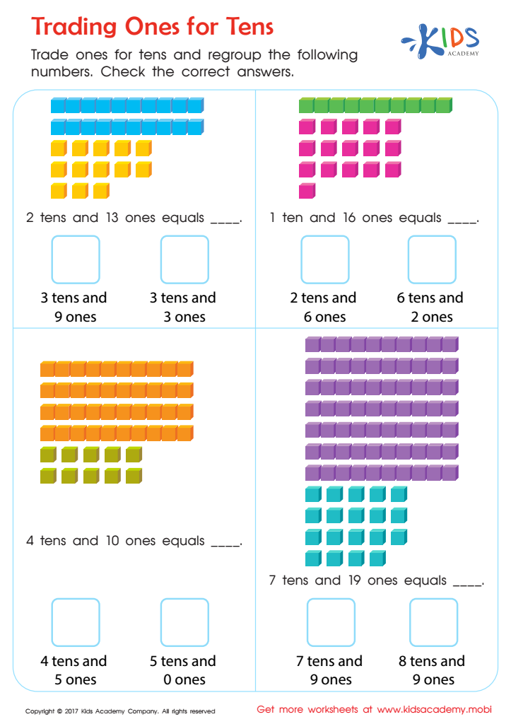 tens and ones worksheet for kindergarten