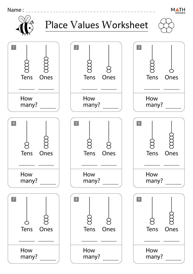 tens and ones worksheet grade 1