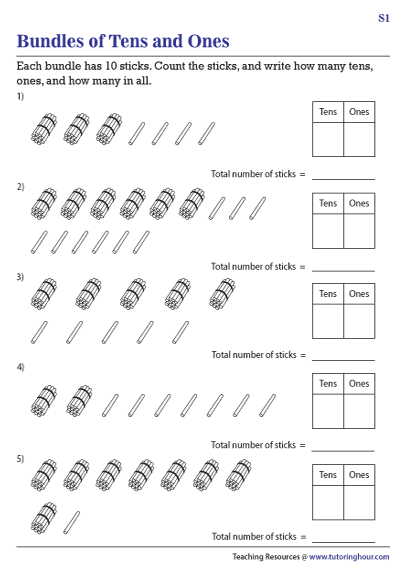 tens and ones worksheet grade 1