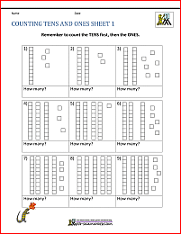 tens and ones worksheet kindergarten