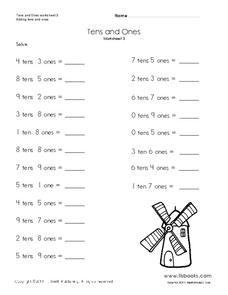tens and units worksheet