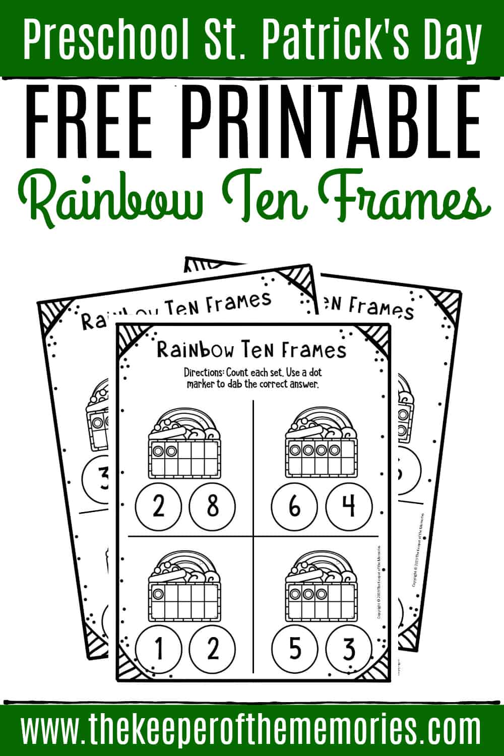 Free Rainbow Printable Ten Frame Worksheets - The Keeper of the ...
