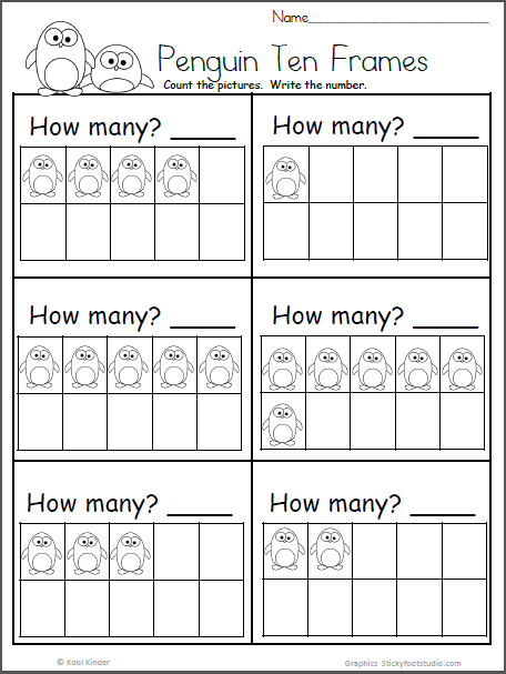Penguin Ten Frame Numbers Worksheet | Made By Teachers