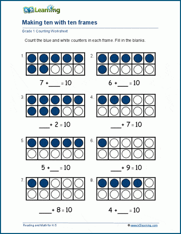 Making 10 with ten frames worksheets | Worsheets library