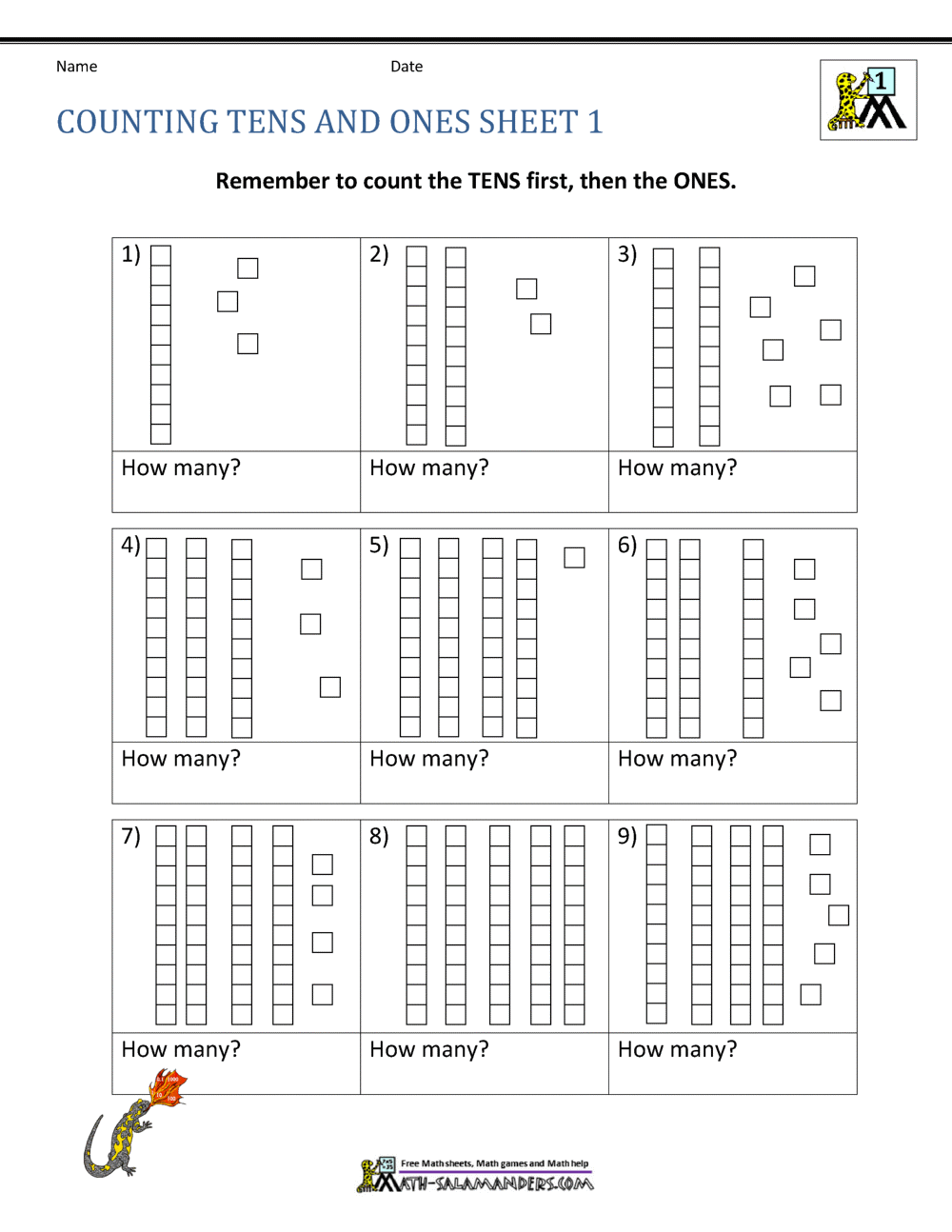 tens ones worksheet