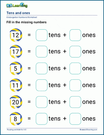 Tens and ones worksheets | Worsheets library