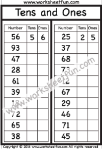 Numbers - Tens and Ones / FREE Printable Worksheets - Worksheetfun