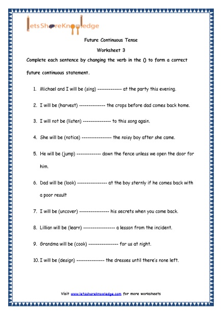 Grade 4 English Resources Printable Worksheets Topic: Future ...