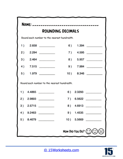 tenths and hundredths worksheet grade 5