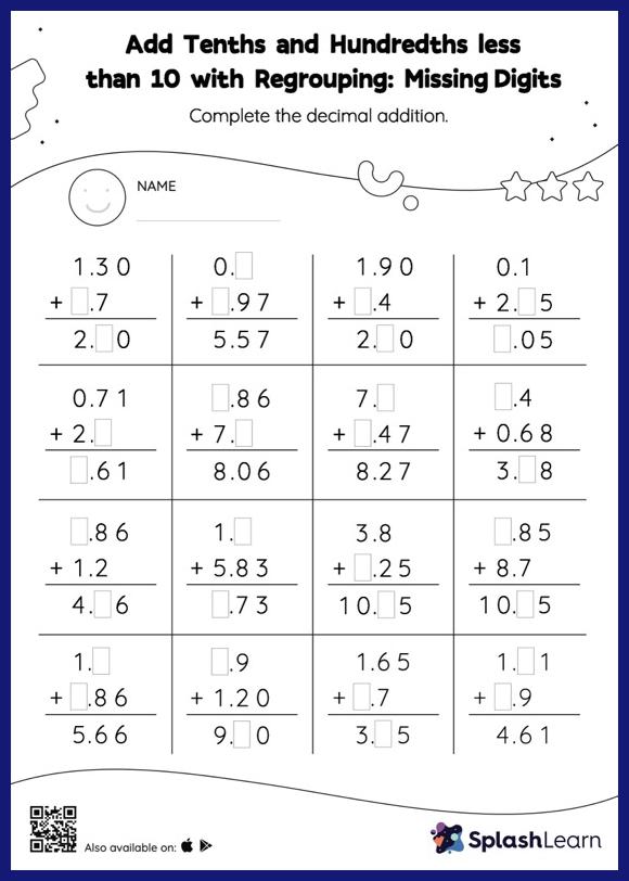 tenths and hundredths worksheet