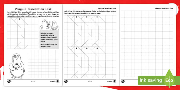 Penguin Tessellation Worksheet (teacher made) - Twinkl