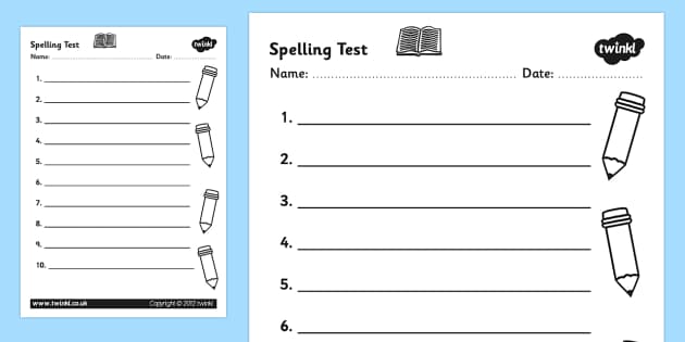 Spelling Test Template - Twinkl Spelling (Teacher-Made)