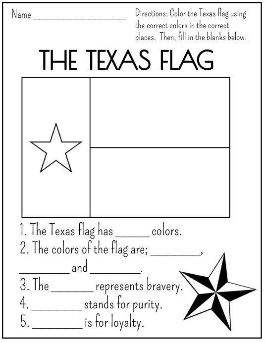Texas Flag Coloring Worksheet Template | PosterMyWall