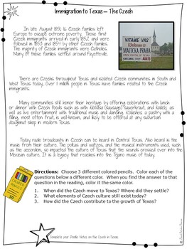 Immigration to Texas BUNDLE for Texas History 7th Grade - Social ...