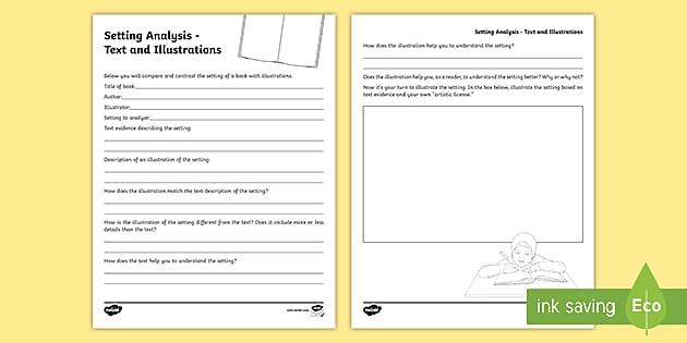 Setting Analysis Text and Illustrations Activity 