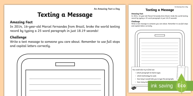 Text Message Template | Primary Writing Frames - Twinkl