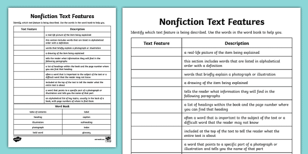 Text Features Worksheet 3rd Grade | Management | Twinkl USA